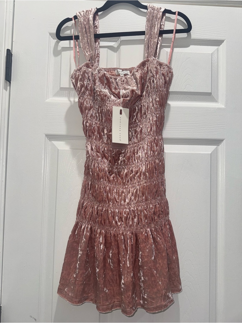 Endless Rose Crushed Velvet Mini Dress in Dusty Pink